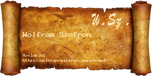 Wolfram Szofron névjegykártya